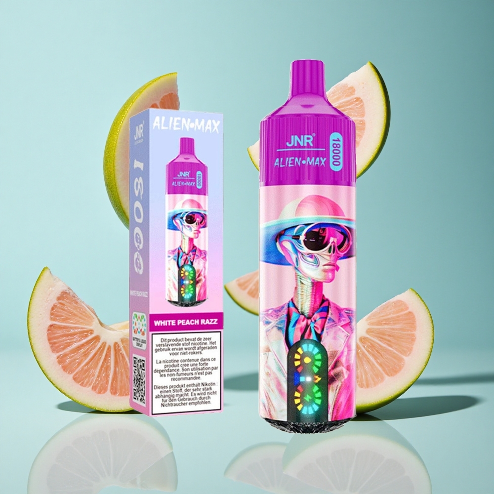 Бял Праскова и Малина JNR Alien Max 18000 Пуфове Dual Mesh Coil Bulgaria vapes