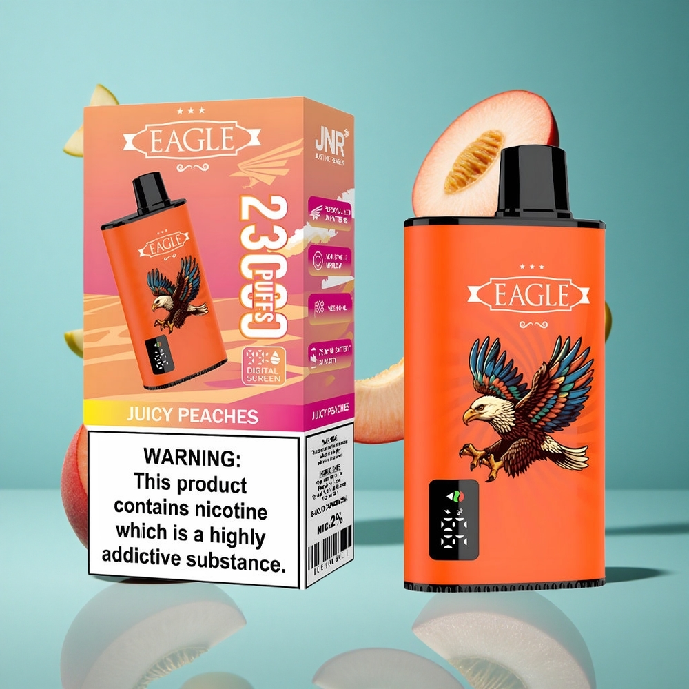 Сочени праскови JNR EAGLE Smart 23000 Пуфове Цифров екран 25ml Bulgaria vapes