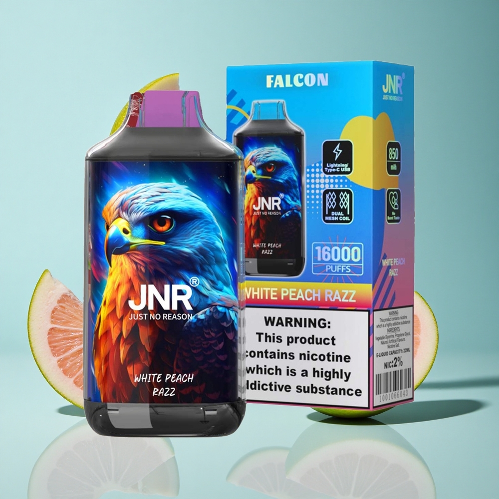 Бял Праскова Малина JNR Falcon 16000 Пуфове Двойна Мрежова Намотка Bulgaria vapes