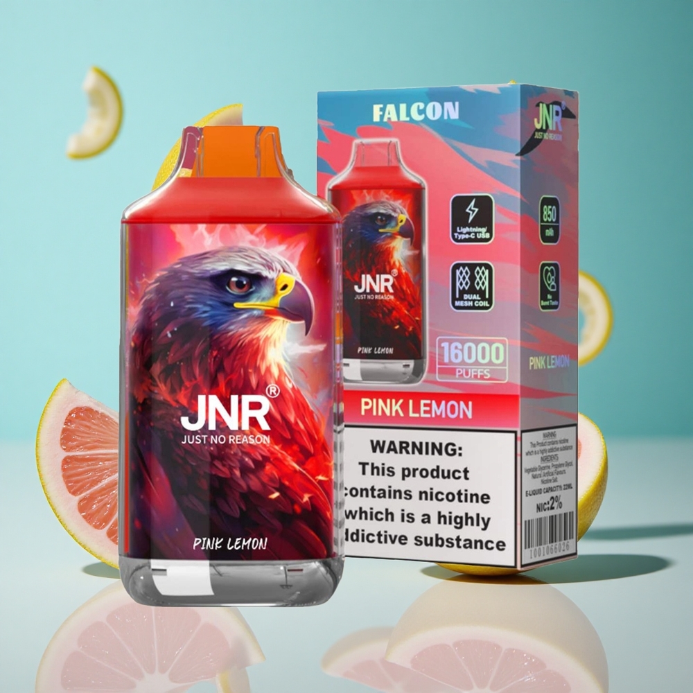 Розов лимон JNR Falcon 16000 Puffs Dual Mesh Coil 22мл Bulgaria vapes