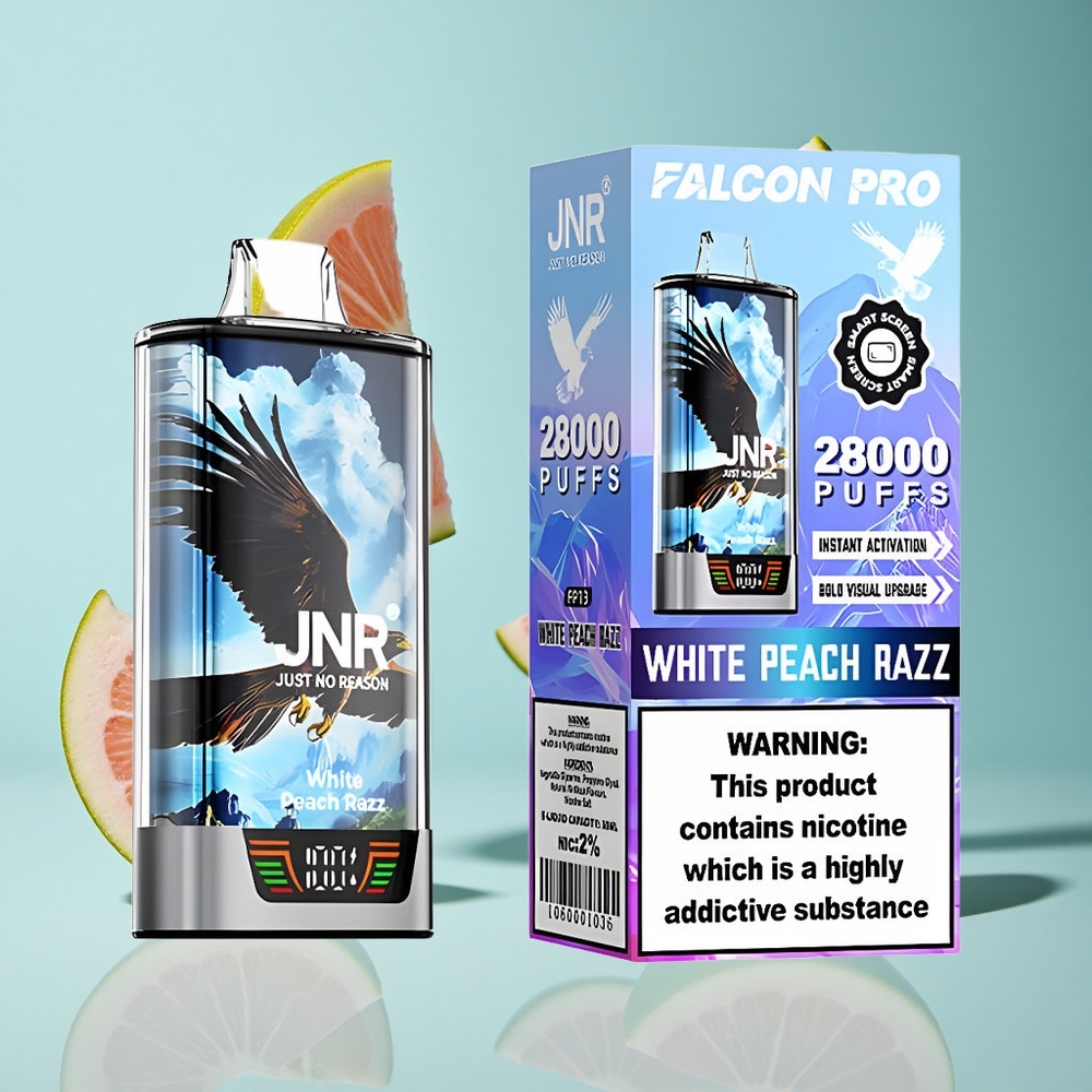 Бял праскова раяз JNR Falcon Pro 28000 30мл 28000 дъмки Bulgaria vapes
