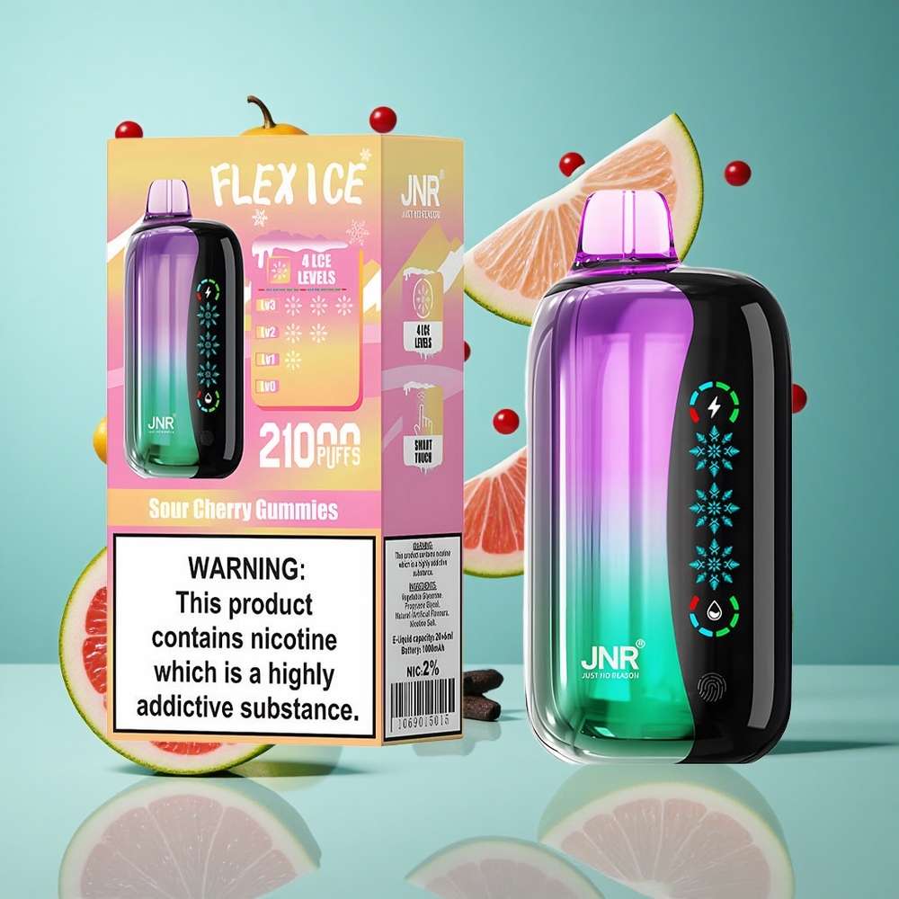 Кисели черешови бонбони JNR Flex Ice 21000 пуфта 26 мл е-течност Bulgaria vapes