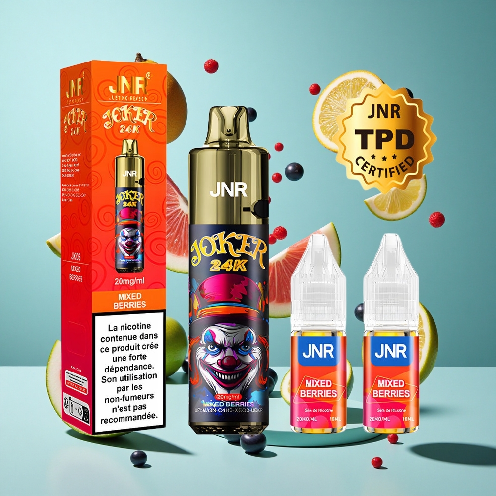 Смесени горски плодове JNR Joker 24K Puffs 800mAh батерия видими нива течност Bulgaria vapes