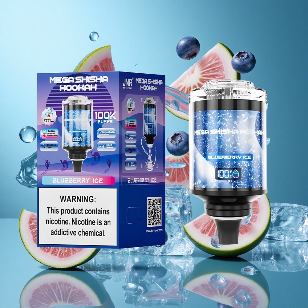 Боровинков лед JNR Mega Shisha Hookah 100000 пуфта Интерактивен екран Bulgaria vapes