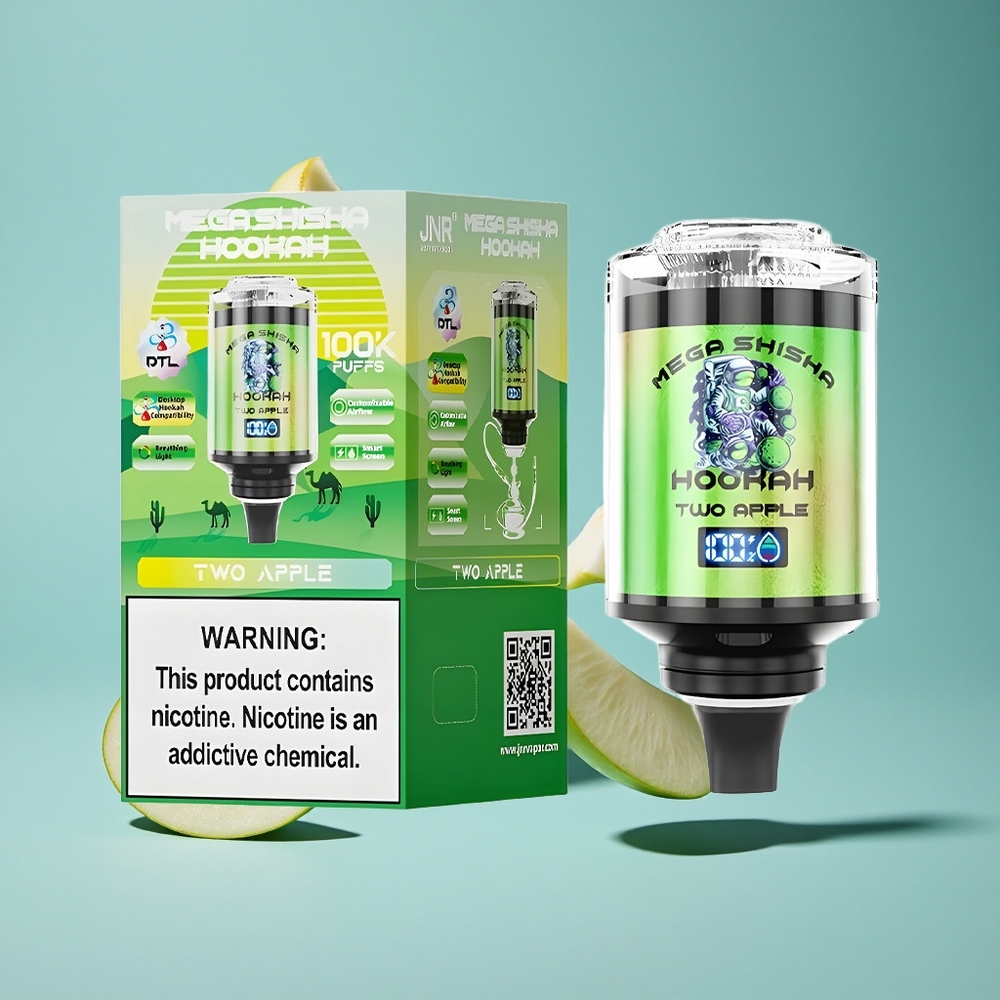 Две Ябълки JNR Mega Shisha Hookah 100K Пуфове Тип-C бързо зареждане Bulgaria vapes