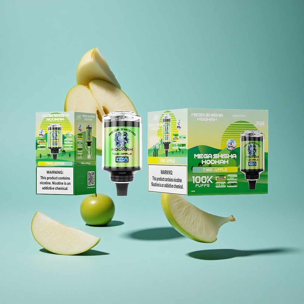 Две Ябълки JNR Mega Shisha Hookah 100K Пуфове Тип-C бързо зареждане Bulgaria vapes