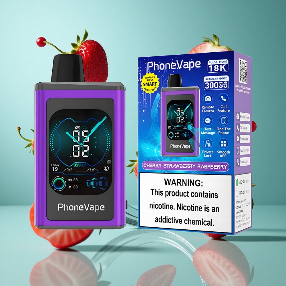 Череша Ягода JNR PhoneVape 30000 Пуфове Регулируем въздушен поток Турбо режим Bulgaria vapes