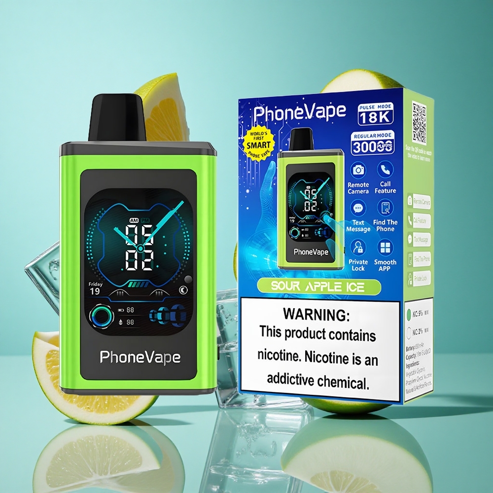 Кисела Ябълка Лед JNR PhoneVape 30000 Пуфове Регулируем въздушен поток Турбо режим Bulgaria vapes