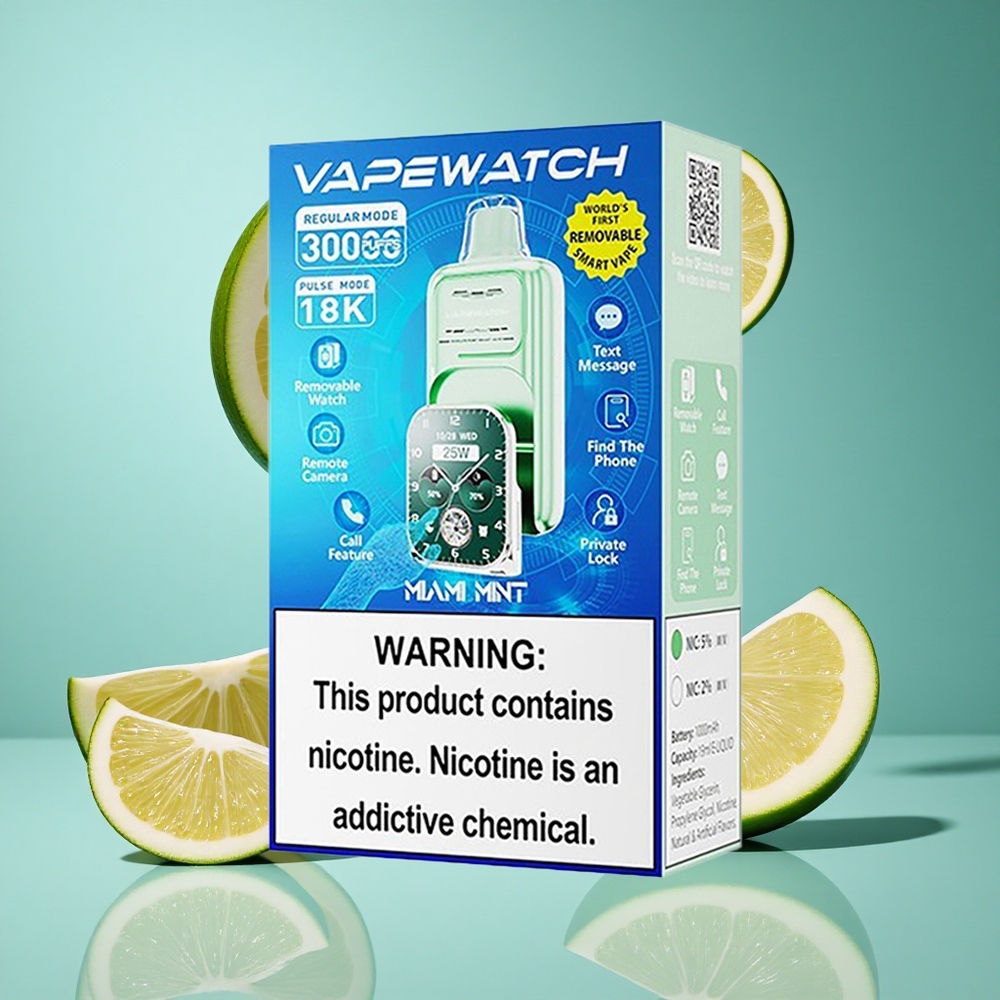 Минтов Маями JNR Vape Watch 30000 Пуфове 1000mAh Батерия Bulgaria vapes