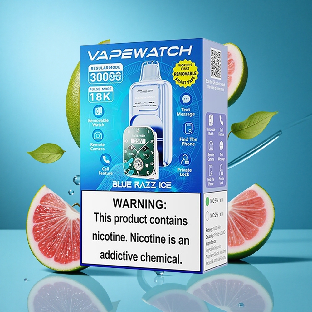 Синьо Рази Лед JNR Vape Watch 30000 Пуфове 1000mAh Батерия Dual Mesh Coil Bulgaria vapes