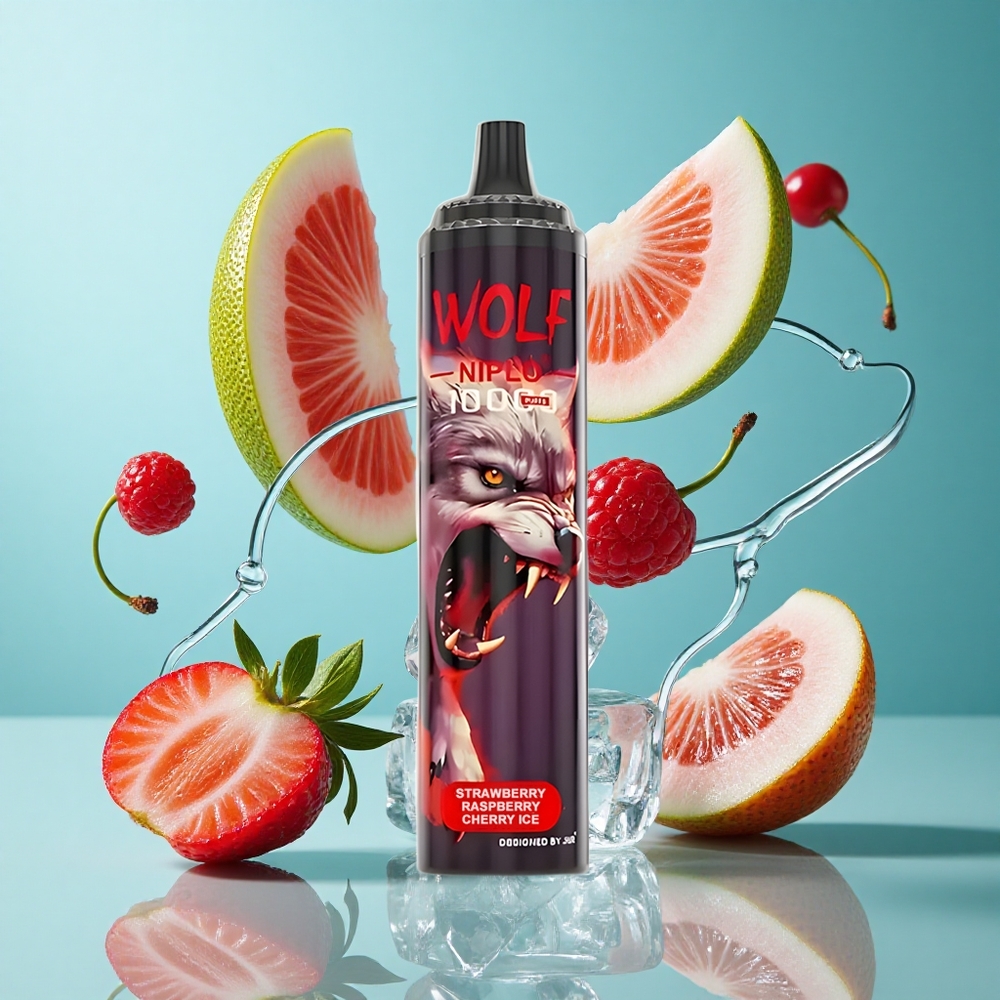 Ягода Малина Череша Лед JNR Wolf Niplo 10000 Пуфове 20ml Mesh Coil Bulgaria vapes