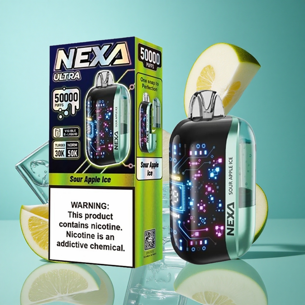 Кисела Ябълка Лед NEXA Ultra 50000 Въздухоизтегляния 20мл Капацитет 5% Никотин Bulgaria vapes
