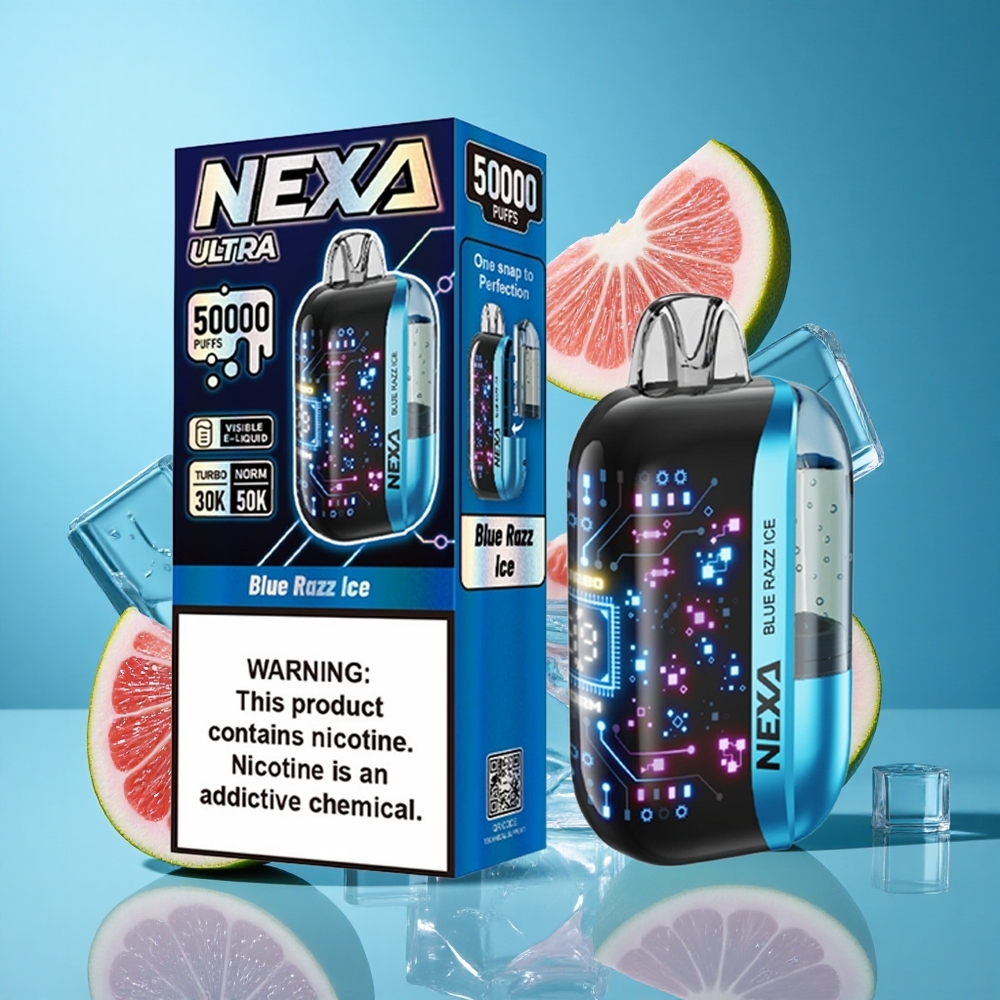 Синьо Раzz Ледово Nexa Ultra 50000 Пуфове 20мл Екран Bulgaria vapes