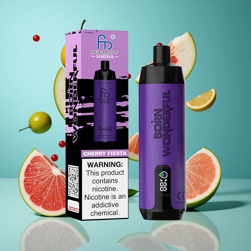 Черешова Фиеста RandM Fumot Shisha 10000 Пуфове LED Индикатор Bulgaria vapes