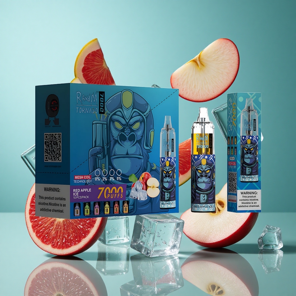 Червена Ябълка Лед RandM Fumot Tornado 7000 Пуфове 14ML E-liquid Bulgaria vapes