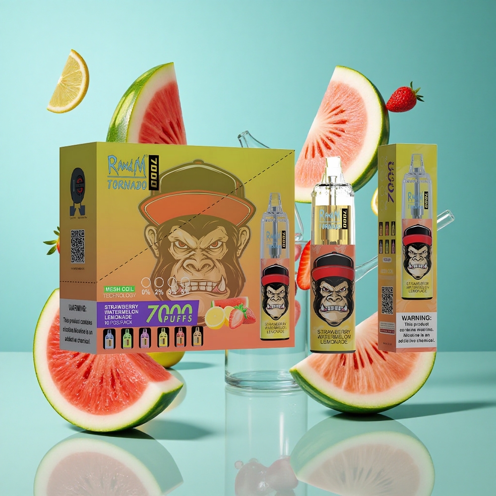Ягода Диня Лимонада RandM Fumot Tornado 7000 пуфове RGB Light Bulgaria vapes