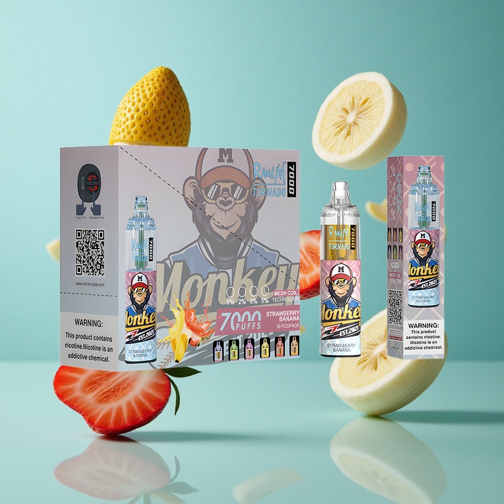 Ягода Банан RandM Fumot Tornado 7000 пуфовa RGB Light Bulgaria vapes