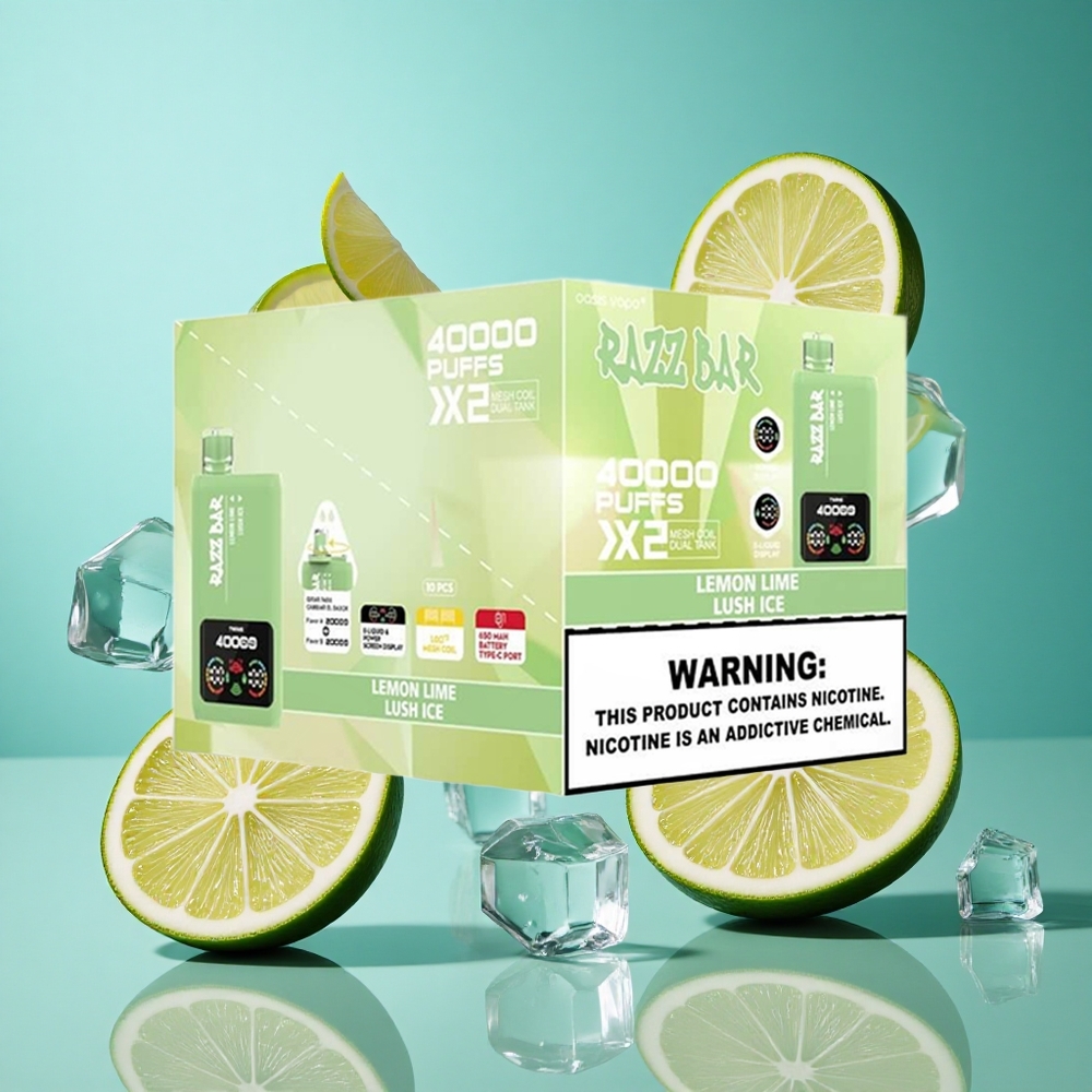 Лимон Лайм Lush лед Razz Bar 40000 Въздухоизтоци Тип-C порт Bulgaria vapes