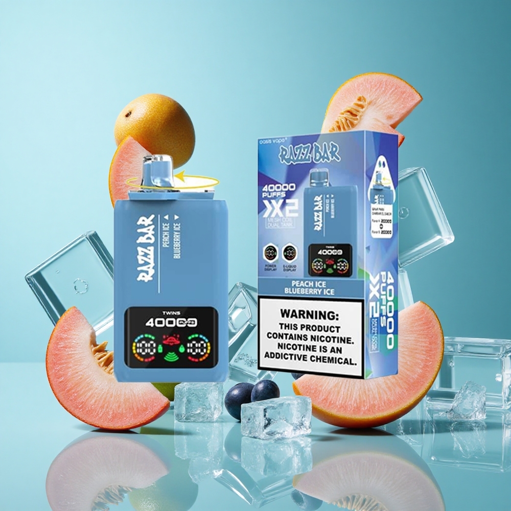 Праскова Лед & Боровинка Лед Razz Bar 40000 Пуфове Екран Батерия Bulgaria vapes