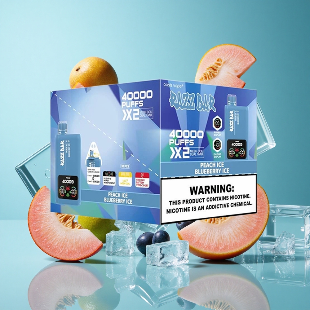 Праскова Лед & Боровинка Лед Razz Bar 40000 Пуфове Екран Батерия Bulgaria vapes