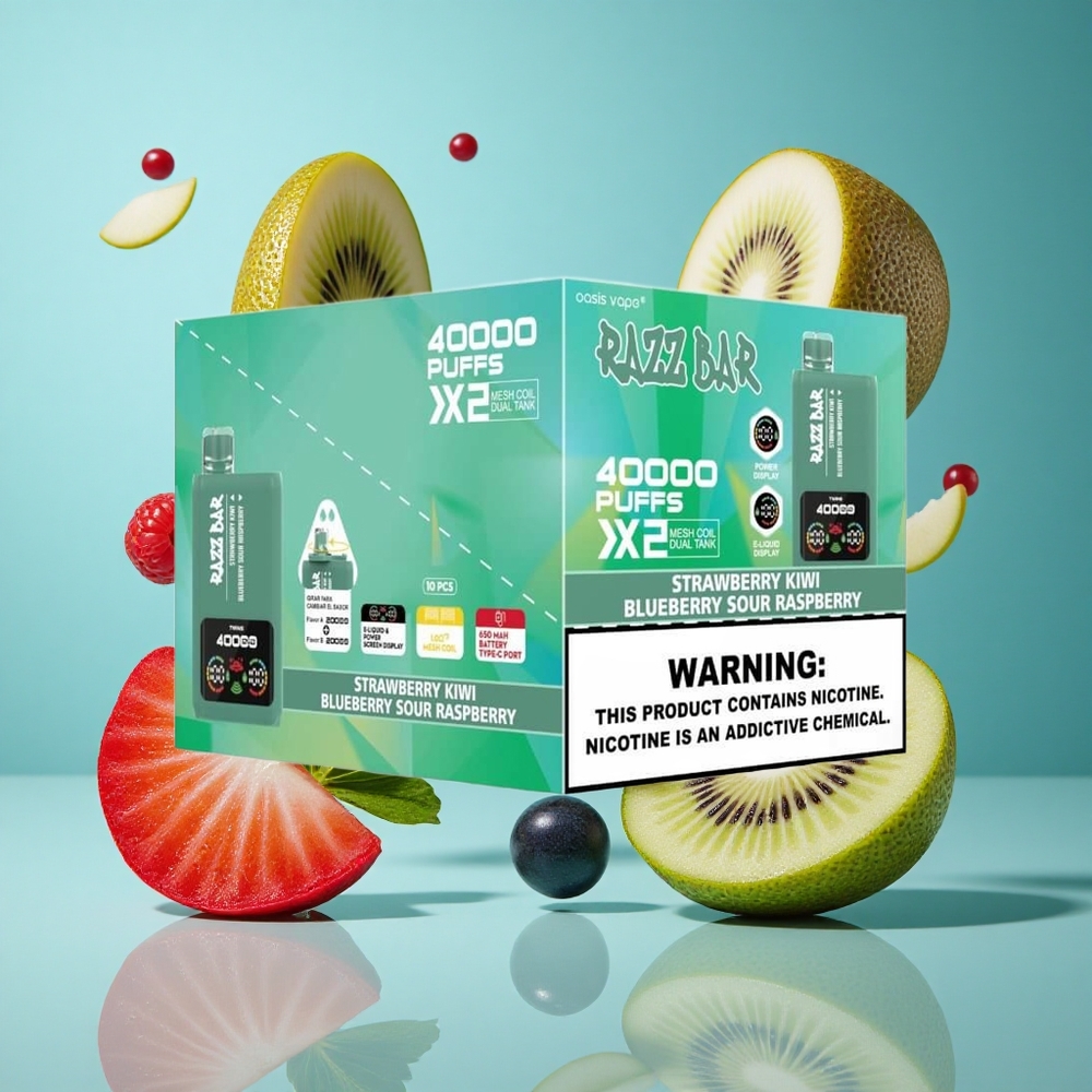 Ягода Киви Синьо Късо Малина Razz Bar 40000 Пуфове Мощен Екран Bulgaria vapes