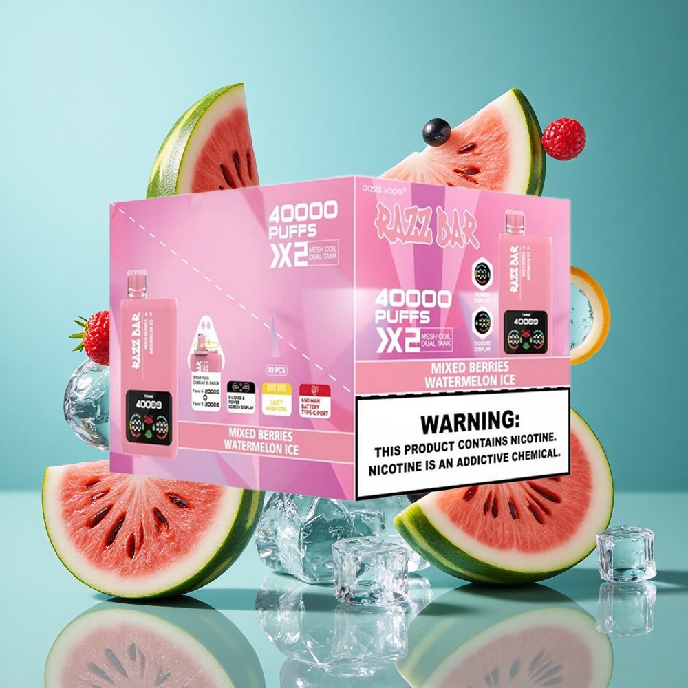 Смесени Ягоди Ледена Диня Razz Bar 40000 Пуфове Power Screen Display Bulgaria vapes