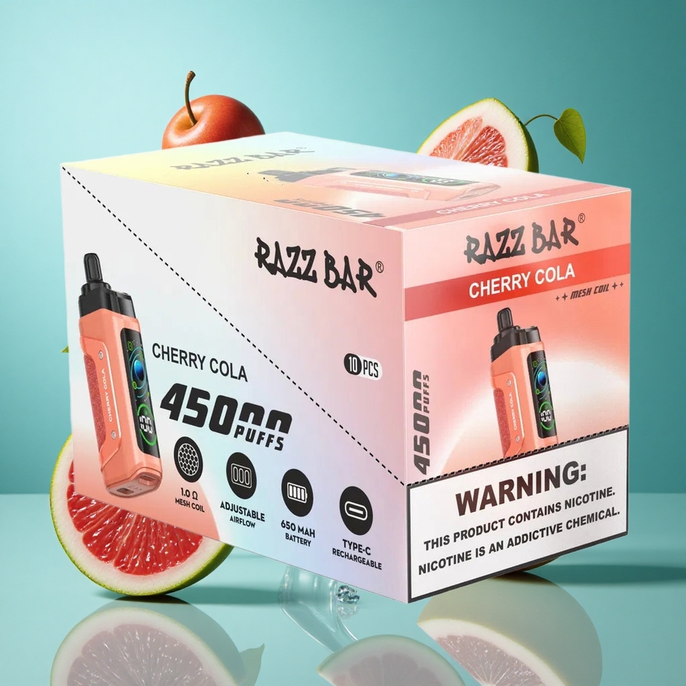 Вишна Кола Razz Bar 45000 Пуфове Регулируем Въздушен Поток Bulgaria vapes