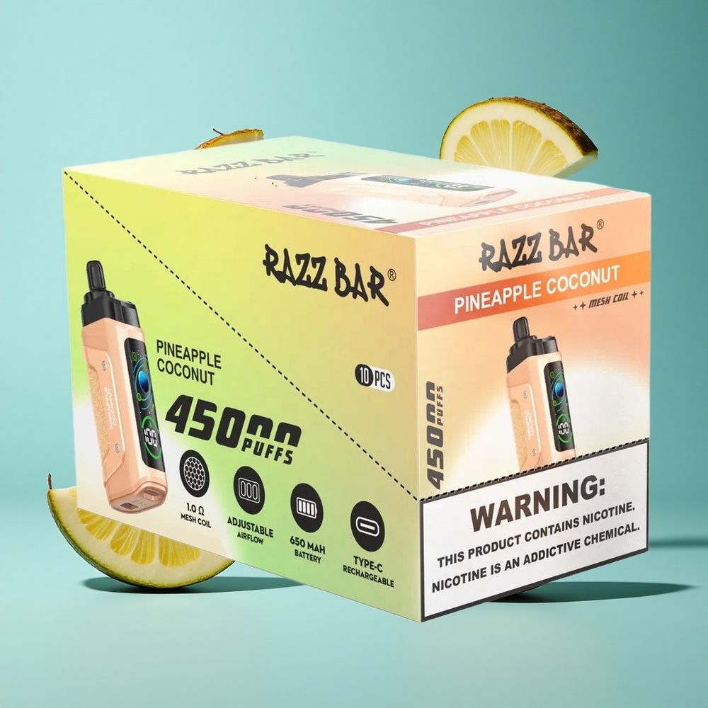 Ананас Кокос Razz Bar 45000 Пуфове Регулируем въздушен поток Bulgaria vapes