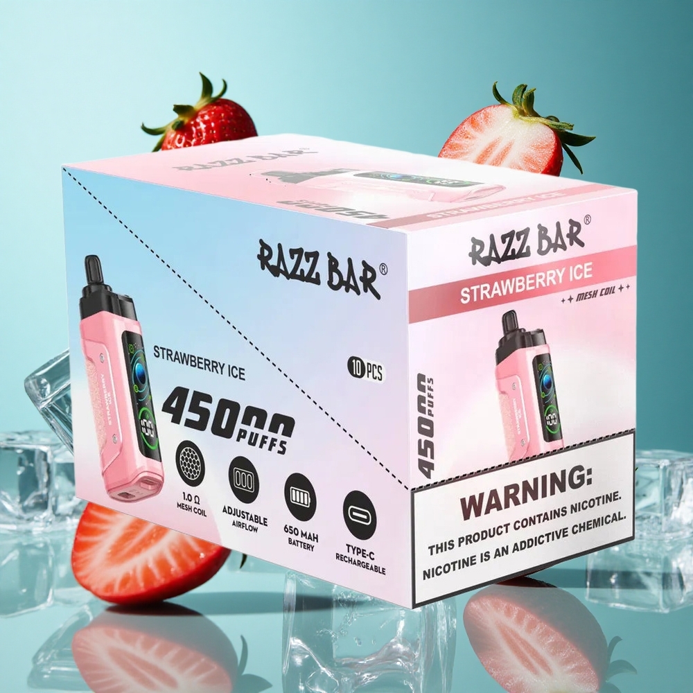 Ягода Ледово Razz Bar 45000 Пуфове Регулируем Въздушен Поток Bulgaria vapes