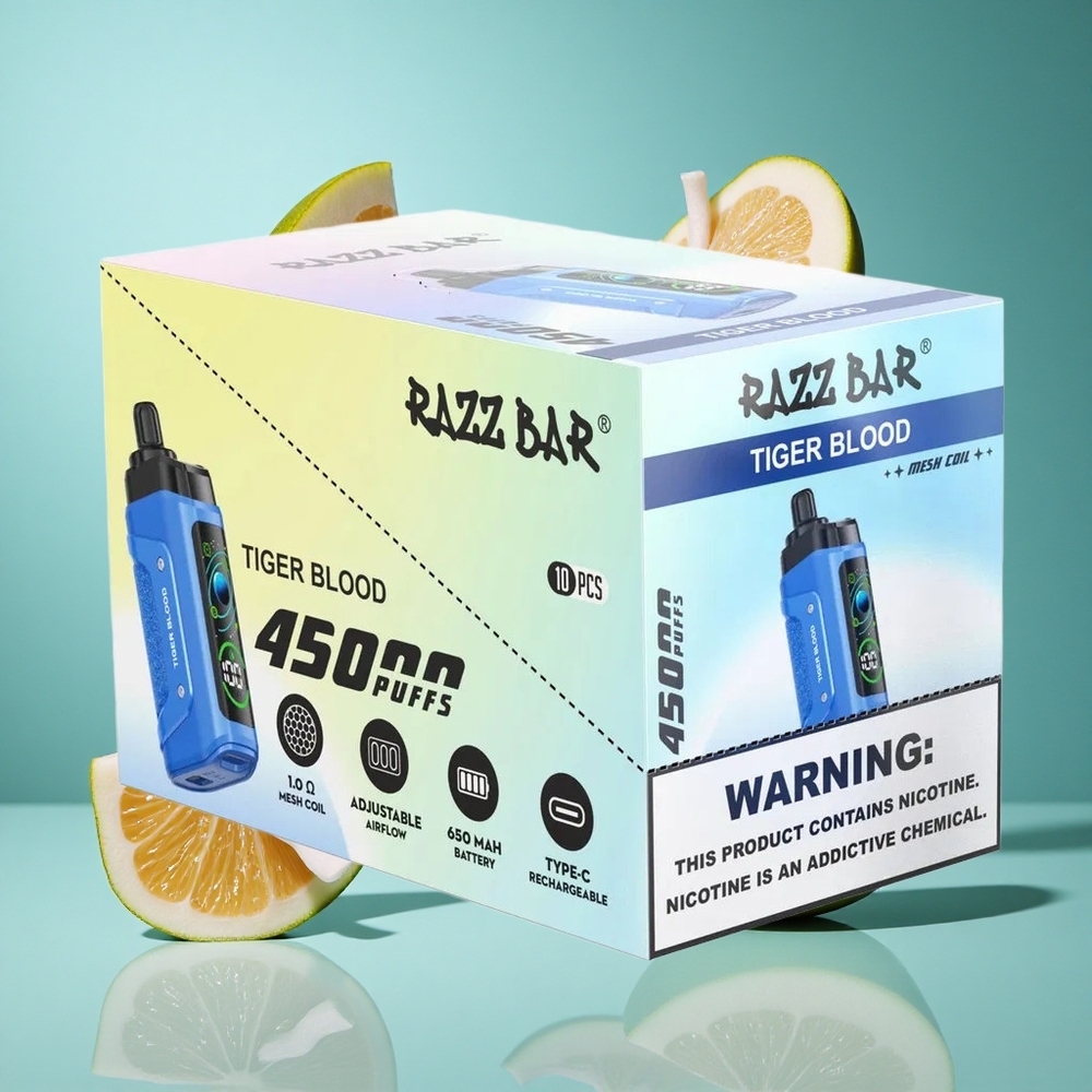 Тигърва кръв Razz Bar 45000 Пуфове Месилен намотка Bulgaria vapes