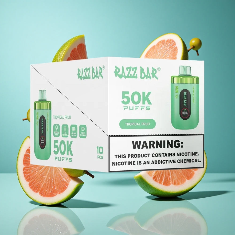 Тропически плодове Razz Bar 50K 50000 Пуфове 650 Mah Bulgaria vapes