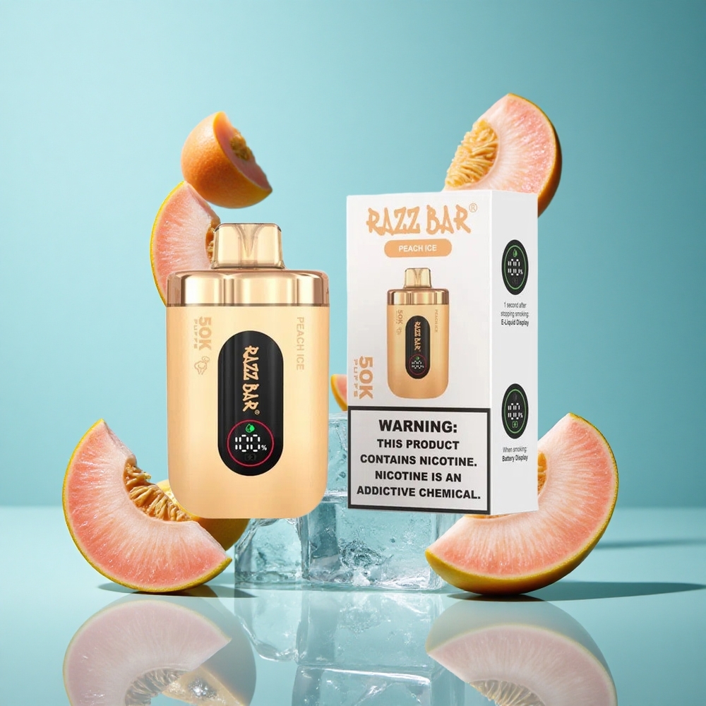 Праскова Лед Razz Bar 50K 50000 Пуфове Type-C Bulgaria vapes