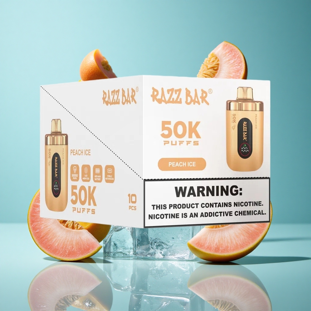 Праскова Лед Razz Bar 50K 50000 Пуфове Type-C Bulgaria vapes