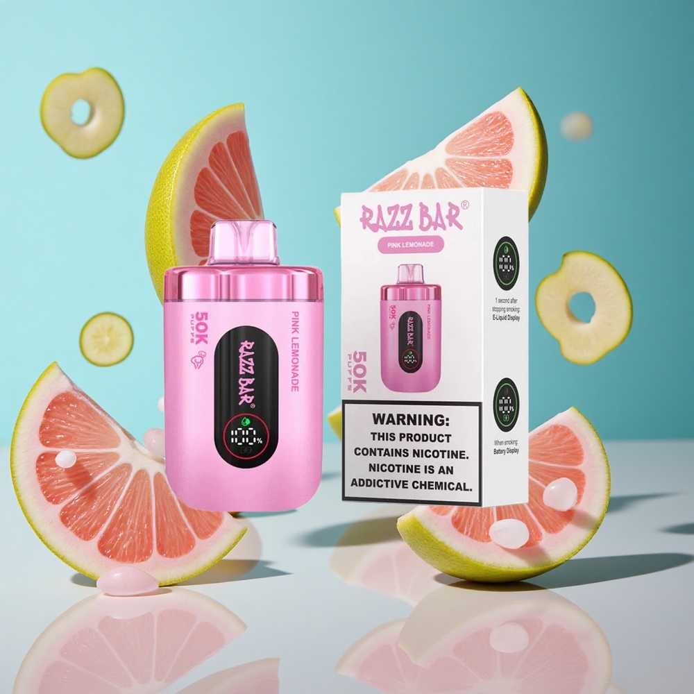 Розов лимонад Razz Bar 50K 50000 пуфове Type-C Bulgaria vapes