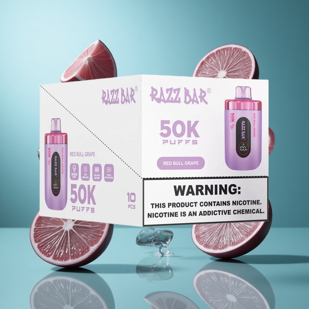 Червена бик Грозде Razz Bar 50K 50000 Пуфове Type-C Bulgaria vapes
